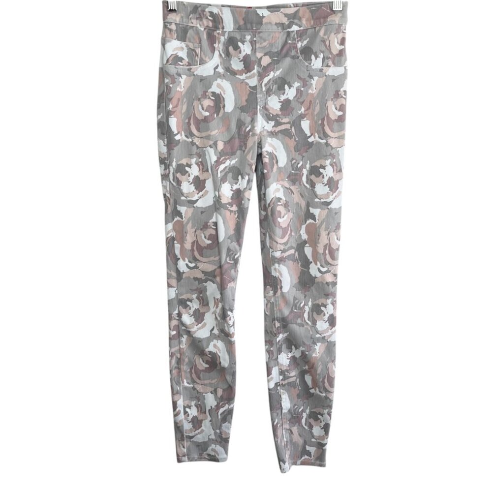 Spanx Womens Jean-ish Ankle Leggings Gray Floral Print Size S